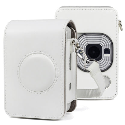 Full Body Camera Retro PU Leather Case Bag with Strap for FUJIFILM instax mini Liplay (White) by bashfashion
