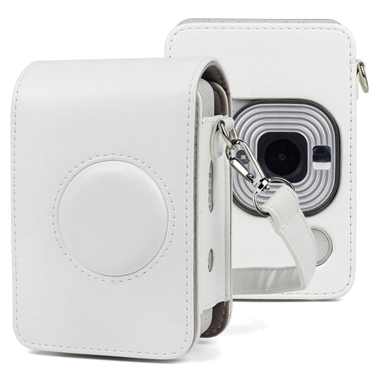 Full Body Camera Retro PU Leather Case Bag with Strap for FUJIFILM instax mini Liplay (White) by bashfashion