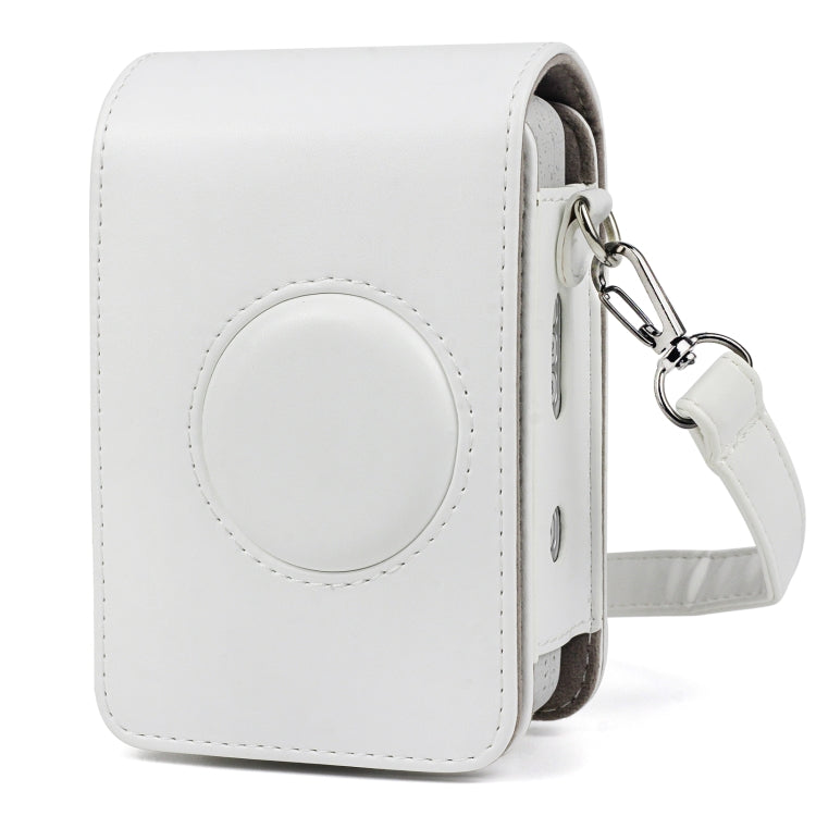 Full Body Camera Retro PU Leather Case Bag with Strap for FUJIFILM instax mini Liplay (White) by bashfashion