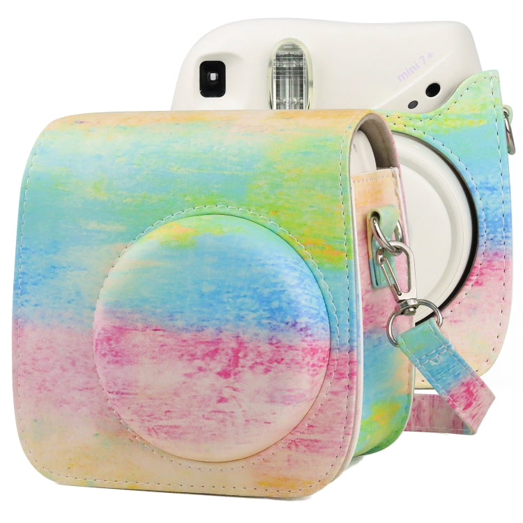 Oil Paint Full Body PU Leather Case Camera Bag with Strap for FUJIFILM instax mini 7+ by bashfashion