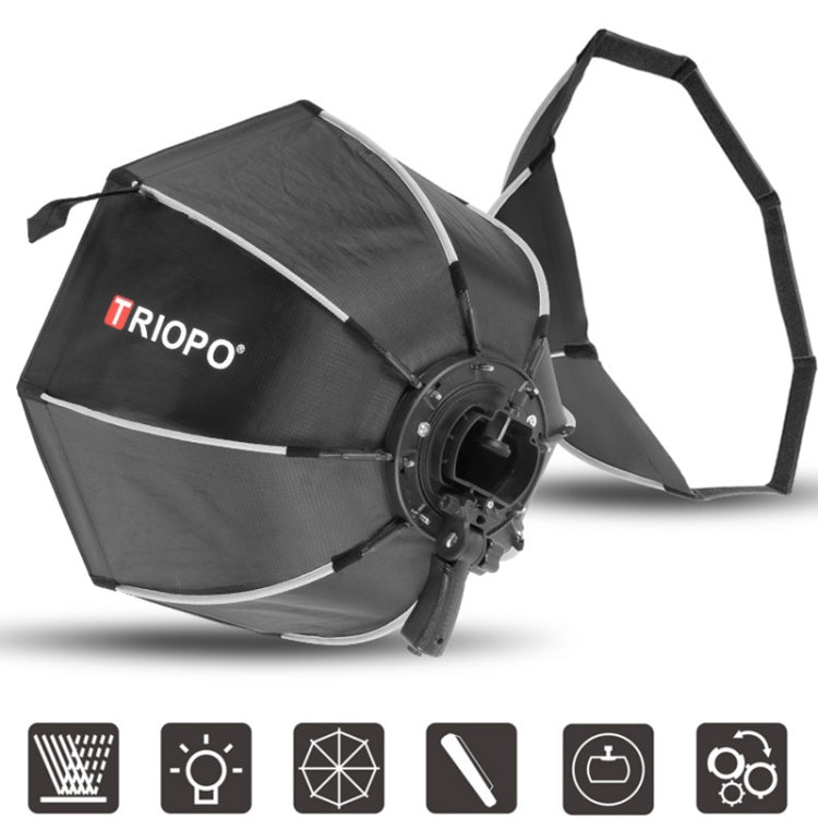 TRIOPO KS2-90 90cm Fast Loading Speedlite Flash Octagon Parabolic Softbox Diffuser (Black) by TRIOPO