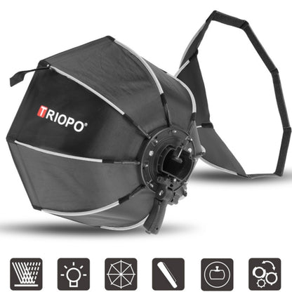 TRIOPO KS2-90 90cm Fast Loading Speedlite Flash Octagon Parabolic Softbox Diffuser (Black) by TRIOPO