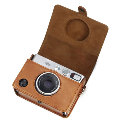 Retro Full Body Camera PU Leather Case Bag with Strap for FUJIFILM instax mini Evo(Brown) by bashfashion