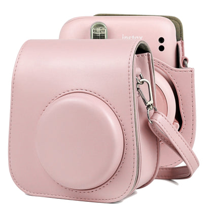 Solid Color Full Body Camera Leather Case Bag with Strap for FUJIFILM Instax mini 11 (Pink) by bashfashion