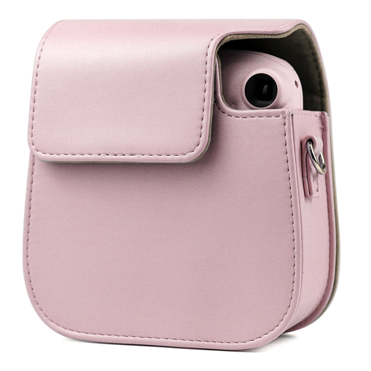 Solid Color Full Body Camera Leather Case Bag with Strap for FUJIFILM Instax mini 11 (Pink) by bashfashion
