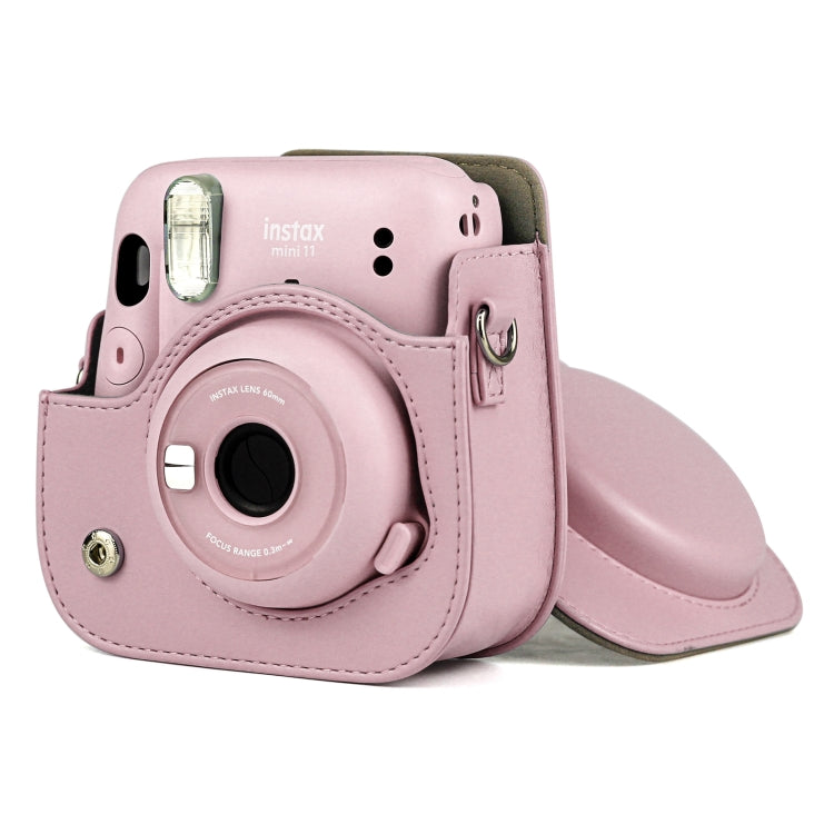 Solid Color Full Body Camera Leather Case Bag with Strap for FUJIFILM Instax mini 11 (Pink) by bashfashion