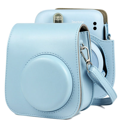 Solid Color Full Body Camera Leather Case Bag with Strap for FUJIFILM Instax mini 11 (Blue) by bashfashion