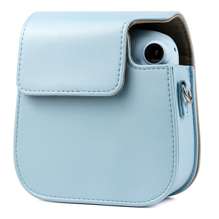 Solid Color Full Body Camera Leather Case Bag with Strap for FUJIFILM Instax mini 11 (Blue) by bashfashion