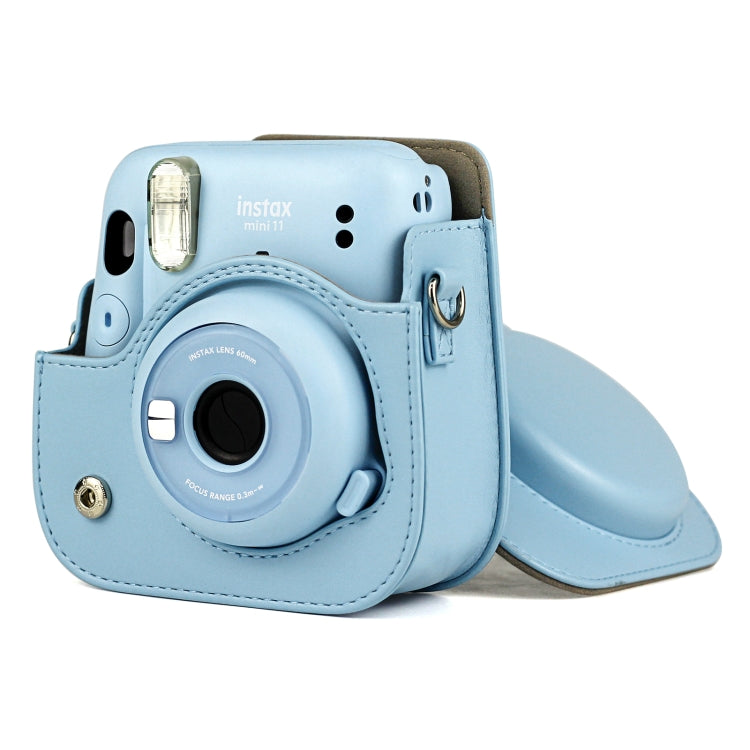 Solid Color Full Body Camera Leather Case Bag with Strap for FUJIFILM Instax mini 11 (Blue) by bashfashion