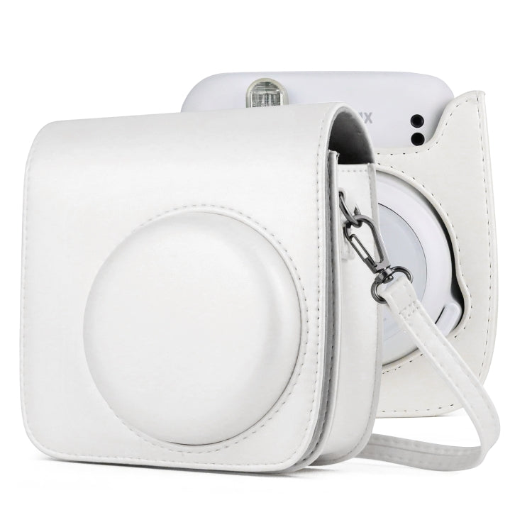 Solid Color Full Body Camera Leather Case Bag with Strap for FUJIFILM Instax mini 11 (White) by bashfashion