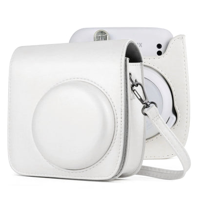 Solid Color Full Body Camera Leather Case Bag with Strap for FUJIFILM Instax mini 11 (White) by bashfashion