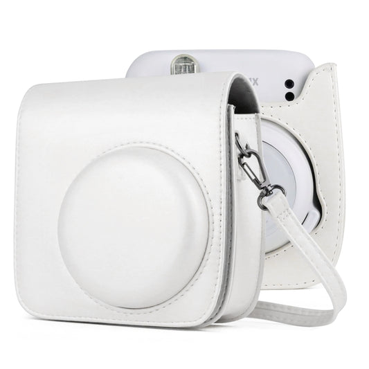 Solid Color Full Body Camera Leather Case Bag with Strap for FUJIFILM Instax mini 11 (White) by bashfashion