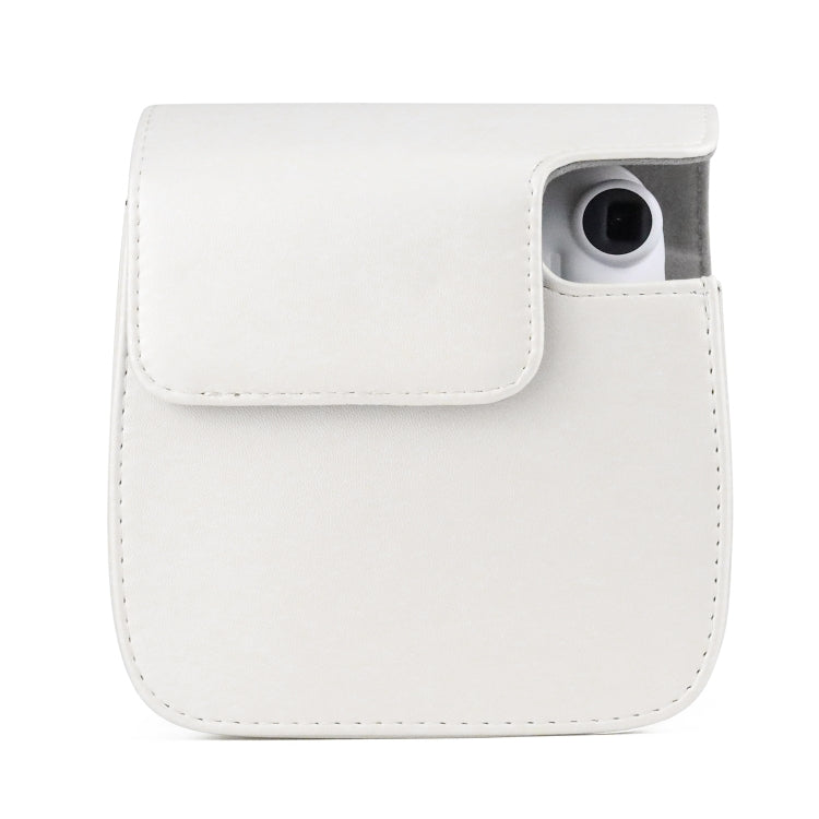 Solid Color Full Body Camera Leather Case Bag with Strap for FUJIFILM Instax mini 11 (White) by bashfashion