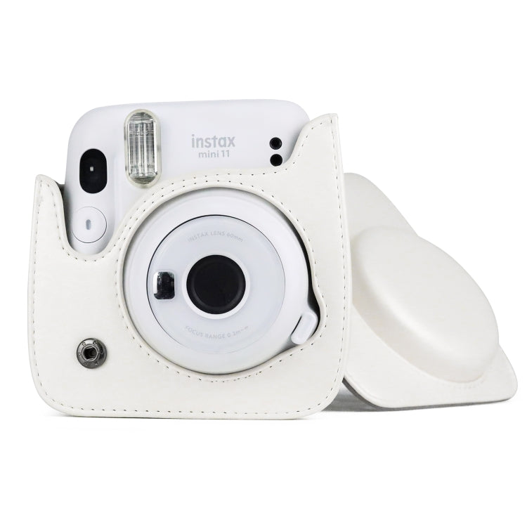 Solid Color Full Body Camera Leather Case Bag with Strap for FUJIFILM Instax mini 11 (White) by bashfashion