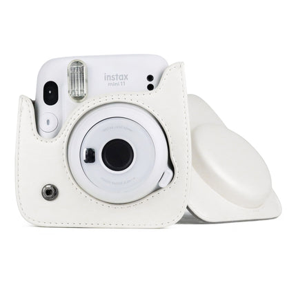 Solid Color Full Body Camera Leather Case Bag with Strap for FUJIFILM Instax mini 11 (White) by bashfashion