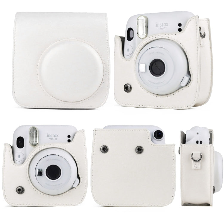 Solid Color Full Body Camera Leather Case Bag with Strap for FUJIFILM Instax mini 11 (White) by bashfashion