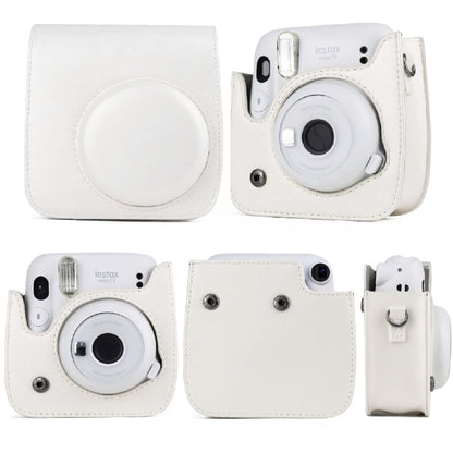Solid Color Full Body Camera Leather Case Bag with Strap for FUJIFILM Instax mini 11 (White) by bashfashion