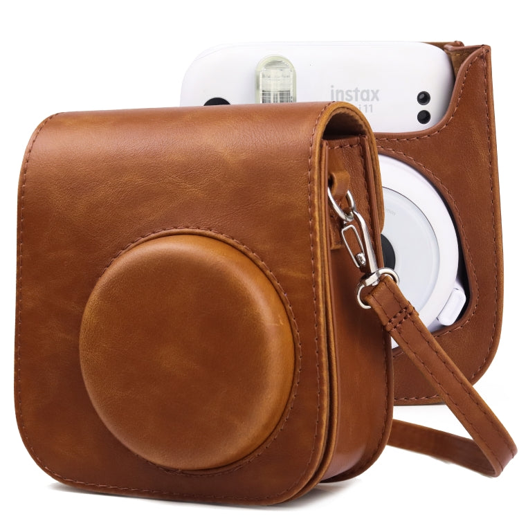 Retro Full Body Camera Leather Case Bag with Strap for FUJIFILM Instax mini 11 (Brown) by bashfashion