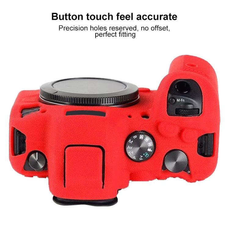 For Canon EOS R6 Litchi Texure Soft Silicone Case(Red) by bashfashion