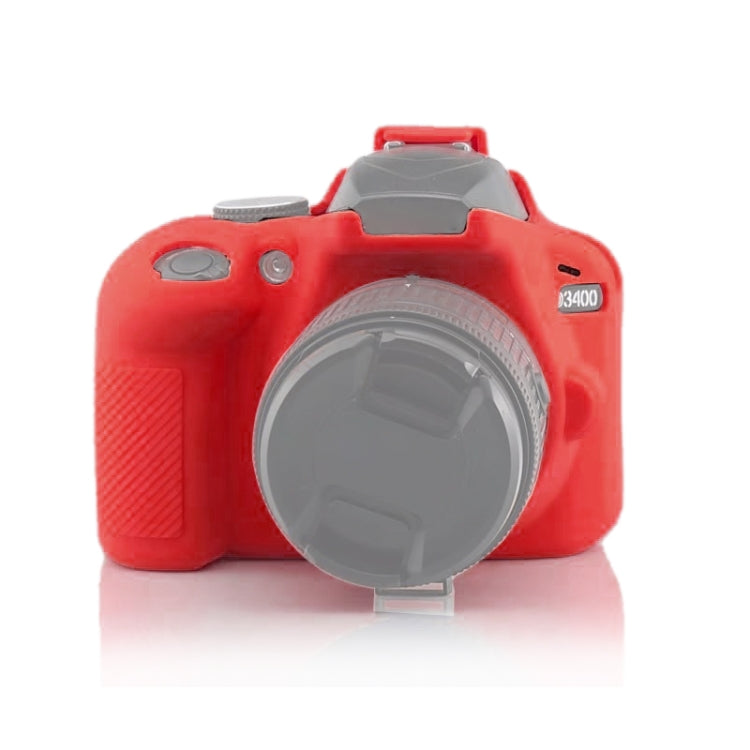 Soft Silicone Protective Case for Nikon D3400 / D3300 (Red) by bashfashion