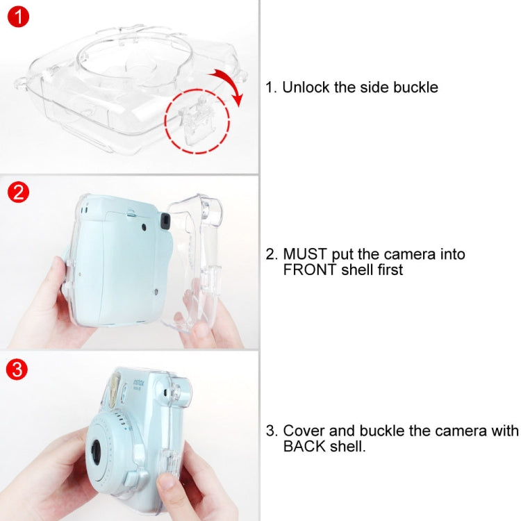 Protective Crystal Shell Case with Strap for FUJIFILM instax mini 9 / mini 8+ / mini 8(Transparent) by bashfashion