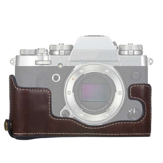 1/4 inch Thread PU Leather Camera Half Case Base for FUJIFILM X-T3/X-T2(Coffee) by bashfashion