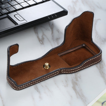 1/4 inch Thread PU Leather Camera Half Case Base for FUJIFILM X-T3/X-T2(Coffee) by bashfashion