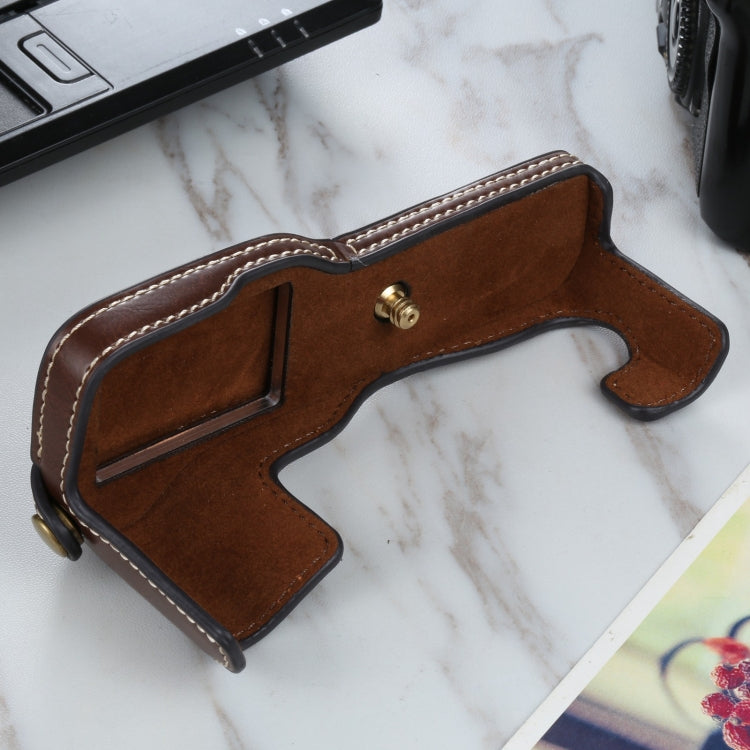 1/4 inch Thread PU Leather Camera Half Case Base for FUJIFILM X-T3/X-T2(Coffee) by bashfashion
