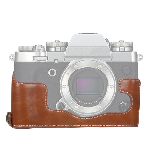1/4 inch Thread PU Leather Camera Half Case Base for FUJIFILM X-T3/X-T2(Brown) by bashfashion