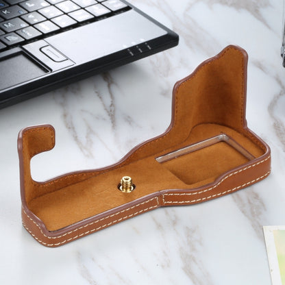 1/4 inch Thread PU Leather Camera Half Case Base for FUJIFILM X-T3/X-T2(Brown) by bashfashion