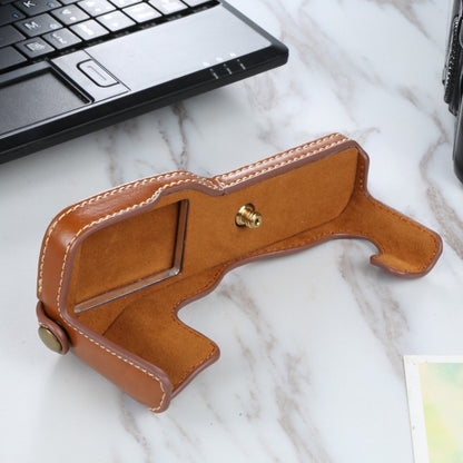 1/4 inch Thread PU Leather Camera Half Case Base for FUJIFILM X-T3/X-T2(Brown) by bashfashion