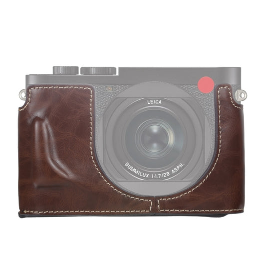 1/4 inch Thread PU Leather Camera Half Case Base for Leica Q2(Coffee) by bashfashion