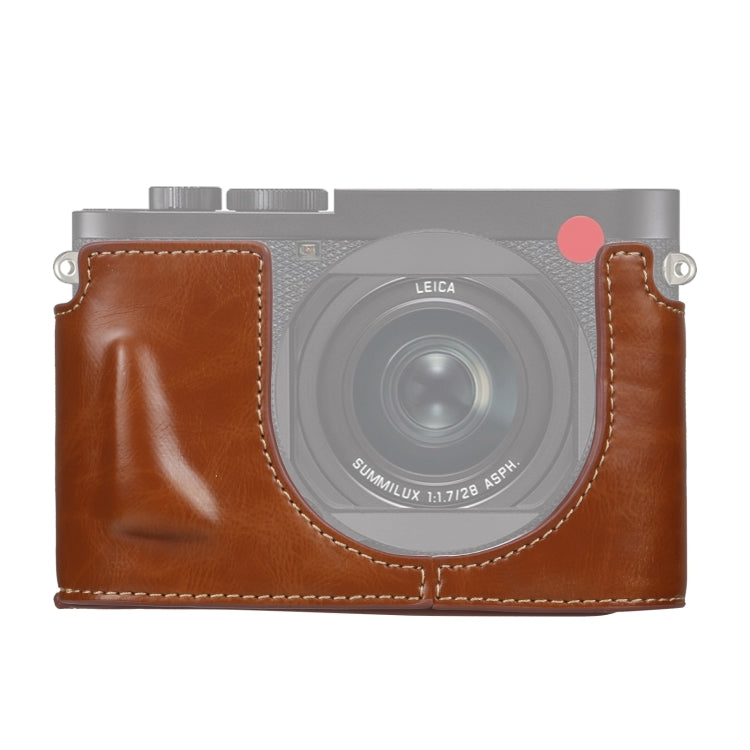 1/4 inch Thread PU Leather Camera Half Case Base for Leica Q2(Brown) by bashfashion