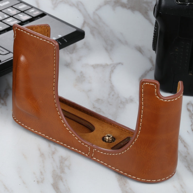 1/4 inch Thread PU Leather Camera Half Case Base for Leica Q2(Brown) by bashfashion