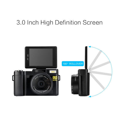 R2 2.7K Vlog Camera 4X Zoom Digital Camera with 3.0 inch Flip Screen (Black) by bashfashion