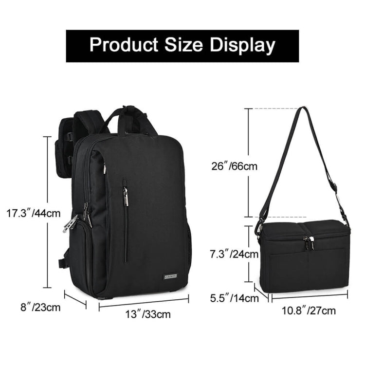 CADeN L5 III Multi-function Digital Camera Dual Shoulders Bag Backpack (Black) by CADeN