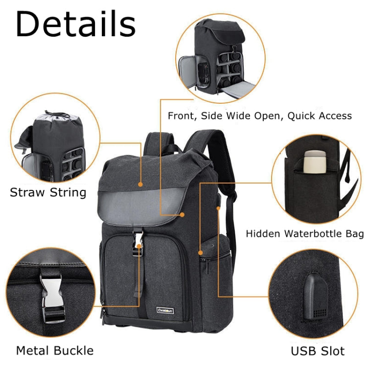 CADeN M8 Side Open Canvas Large Capacity Photography Backpack Shoulder Bag by CADeN