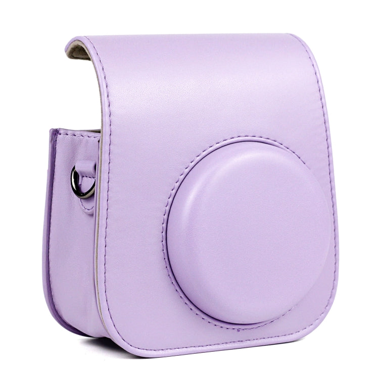 Leather Case Full Body Camera Bag with Shoulder Strap for FUJIFILM Instax mini 11 (Purple) by bashfashion