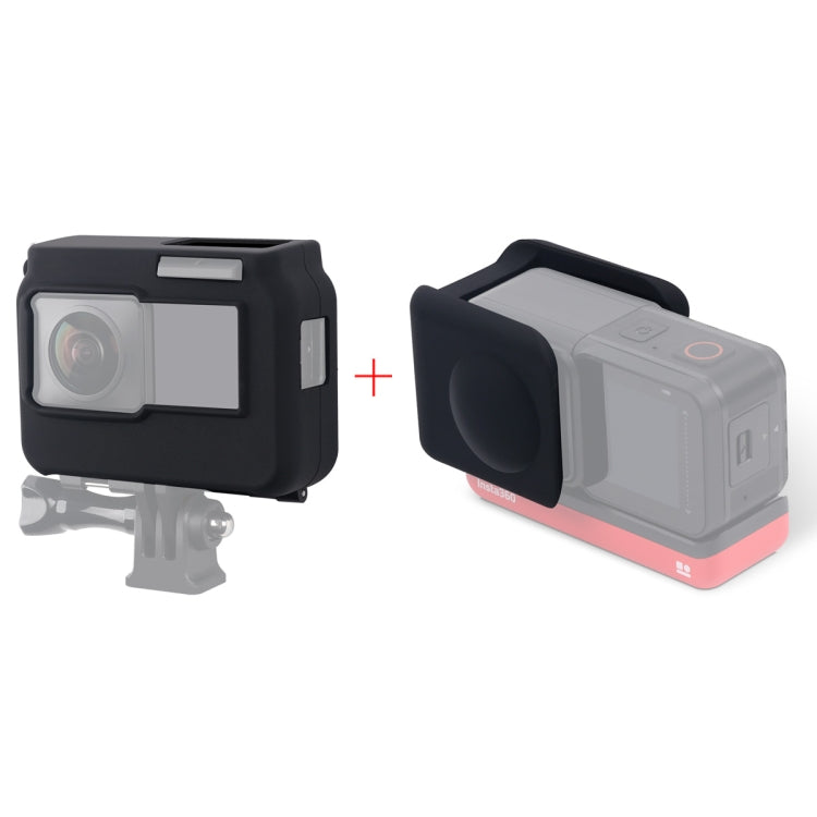 For Insta360 One R Panoramic Camera with Frame Shockproof Silicone Protective Case with Lens Cap Cover(Black) by bashfashion