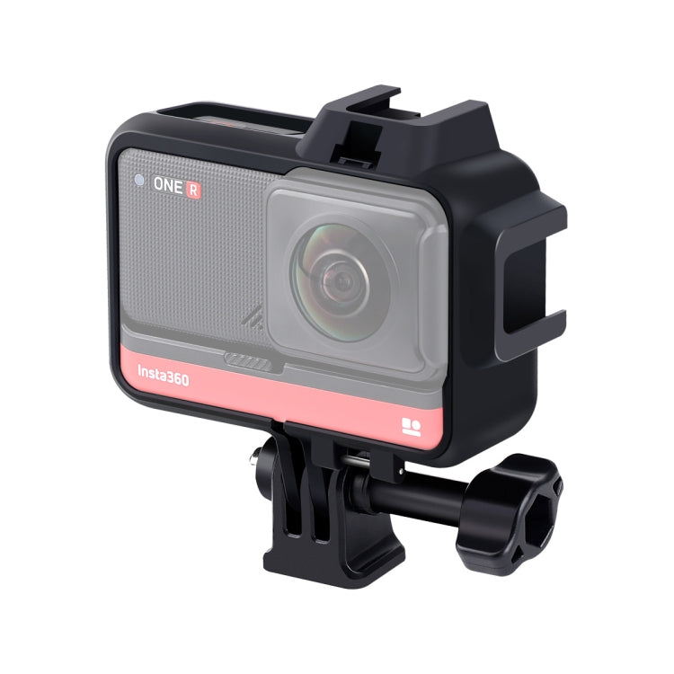 Plastic Frame Mount Protective Case Cage with Tripod Base Adapter & Long Screw & Cold Shoe Base for Insta360 One R(Black) by bashfashion