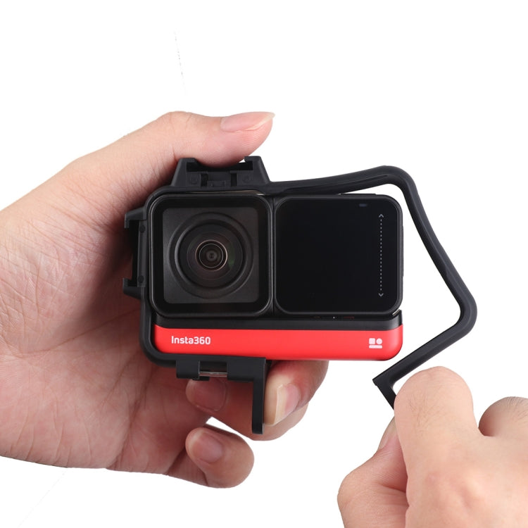 Plastic Frame Mount Protective Case Cage with Tripod Base Adapter & Long Screw & Cold Shoe Base for Insta360 One R(Black) by bashfashion