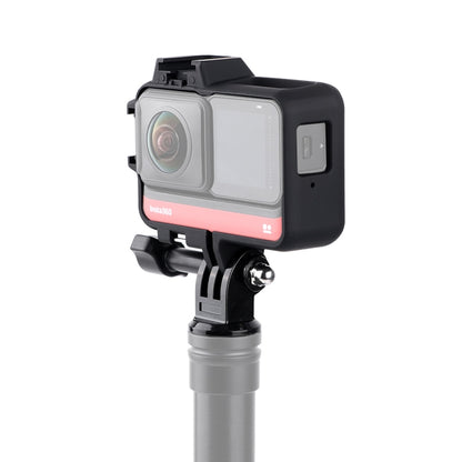 Plastic Frame Mount Protective Case Cage with Tripod Base Adapter & Long Screw & Cold Shoe Base for Insta360 One R(Black) by bashfashion