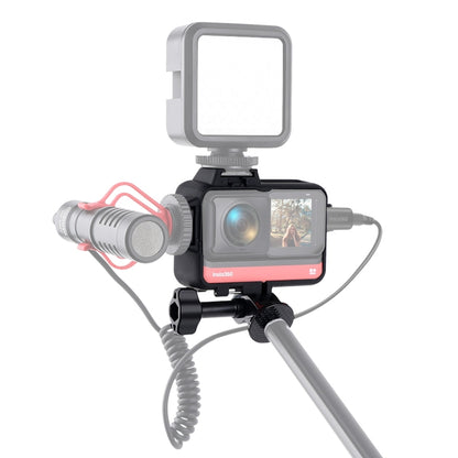 Plastic Frame Mount Protective Case Cage with Tripod Base Adapter & Long Screw & Cold Shoe Base for Insta360 One R(Black) by bashfashion