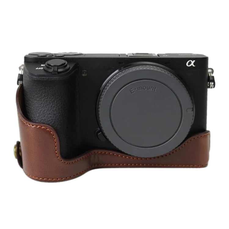 1/4 inch Thread PU Leather Camera Half Case Base for Sony ILCE-A6500 / A6500 (Coffee) by bashfashion