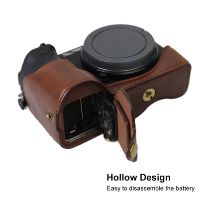 1/4 inch Thread PU Leather Camera Half Case Base for Sony ILCE-A6500 / A6500 (Brown) by bashfashion