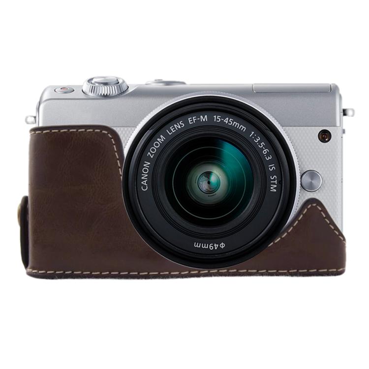 1/4 inch Thread PU Leather Camera Half Case Base for Canon EOS M100 (Coffee) by bashfashion