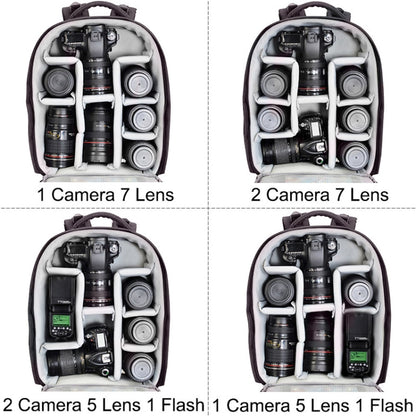 CADeN Multifunctional Shoulder SLR Camera Lens Bag Photography Backpack (Coffee) by CADeN