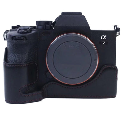 1/4 inch Thread PU Leather Camera Half Case Base for Sony A7 IV (Black) by bashfashion