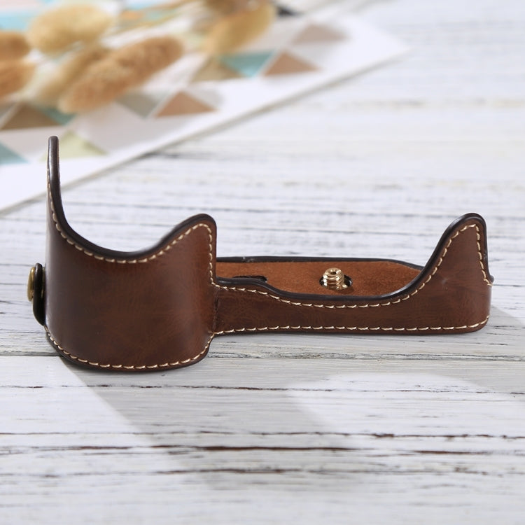 1/4 inch Thread PU Leather Camera Half Case Base for Sony Alpha 6100 / A6100(Coffee) by bashfashion