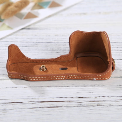 1/4 inch Thread PU Leather Camera Half Case Base for Sony Alpha 6100 / A6100(Brown) by bashfashion